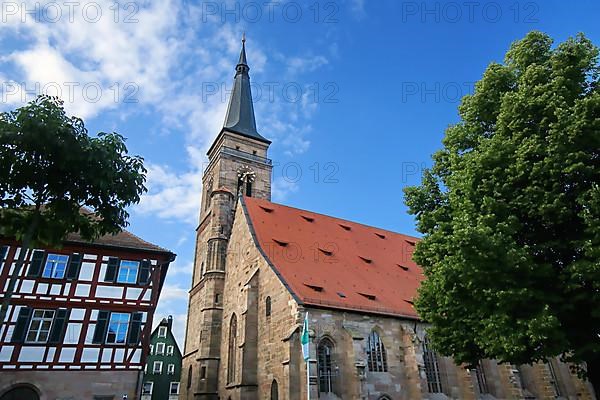 The town hall of Schwabach and the town church of St. John and St. Martin. Schwabach