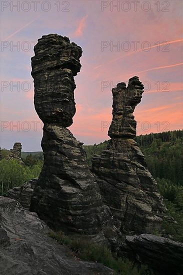 Hercules rock in front of sunset