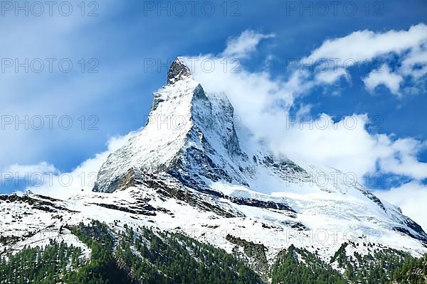 The Matterhorn with an impressive cloud plume. Zermatt