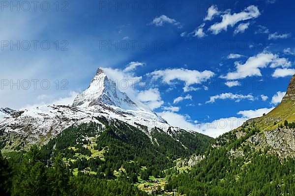 The Matterhorn with an impressive cloud plume. Zermatt