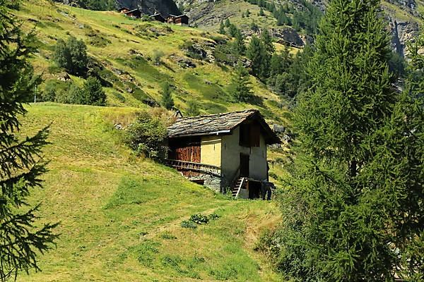 Lonely hut in Zermatt. Zermatt