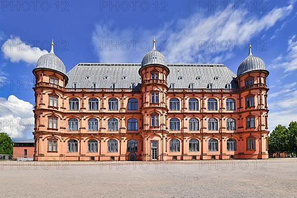 Renaissance castle called 'Schloss Gottesaue' in Karlsruhe city in Germany. Seat of the Karlsruhe University of Music