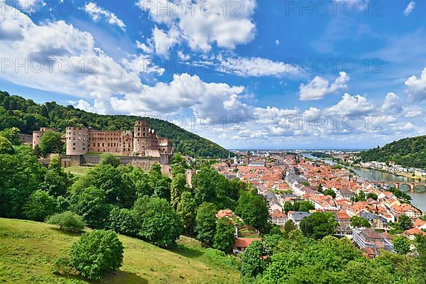 View on Heidelberg castle and old historic city center