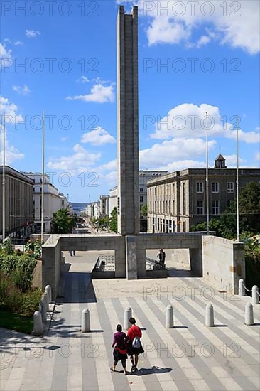 Square Jean-Baptiste Mathon with obelisk and pedestrian area Rue de Siam