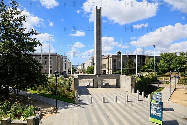 Square Jean-Baptiste Mathon with obelisk and pedestrian area Rue de Siam