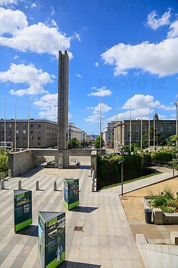 Square Jean-Baptiste Mathon with obelisk and pedestrian area Rue de Siam