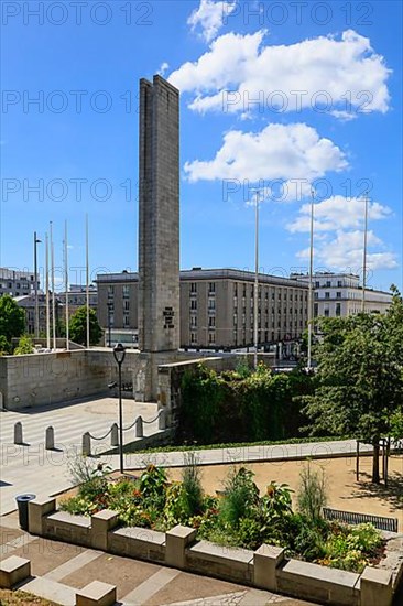 Square Jean-Baptiste Mathon with obelisk and pedestrian area Rue de Siam