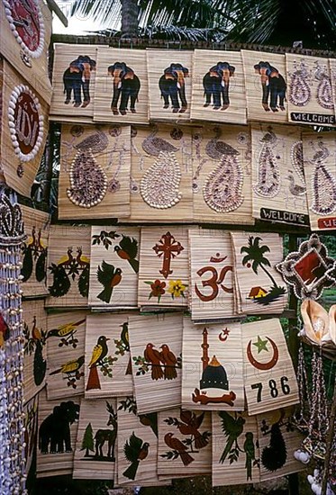 Handicrafts for sale at Kovalam beach near Thiruvananthapuram Trivandrum