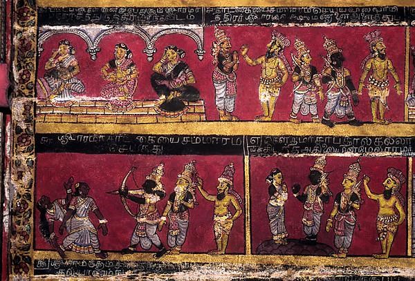 The Vairavanpatti temple has several ancient paintings on the ceiling