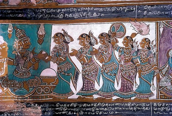 16th century Ramayana epic murals in Alagar Kovil