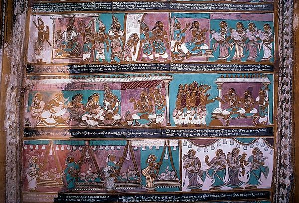 16th century Ramayana epic murals in Alagar Kovil