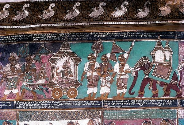 16th century Ramayana epic murals in Alagar Kovil