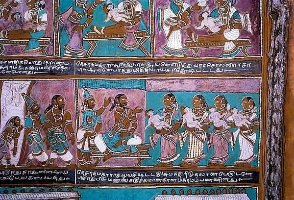 16th century Ramayana epic murals in Alagar Kovil