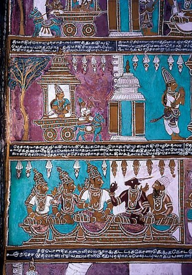 16th century Ramayana epic murals in Alagar Kovil