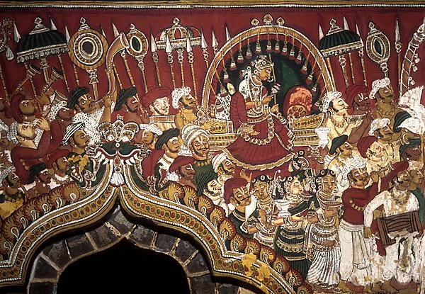 18th century Ramayana epic murals fresco painting on Bodi Zamin palace walls in Bodinayakanur