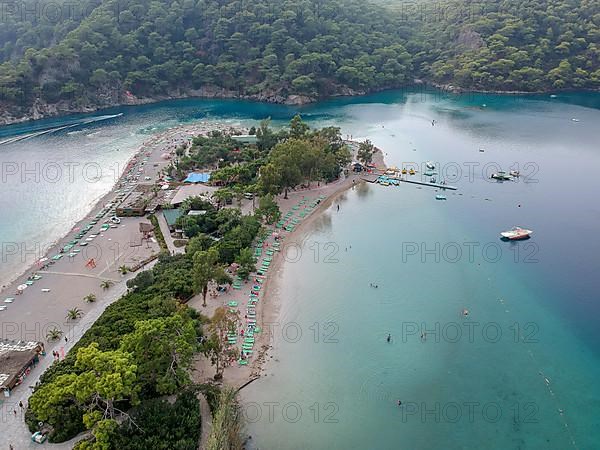 Aerial view pebble beach in Oludeniz