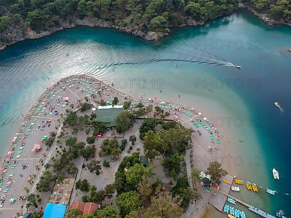 Aerial view pebble beach in Oludeniz