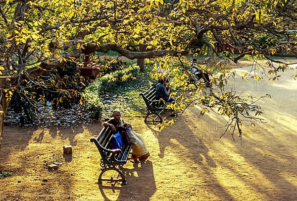 A woman sitting relaxed in evening golden light