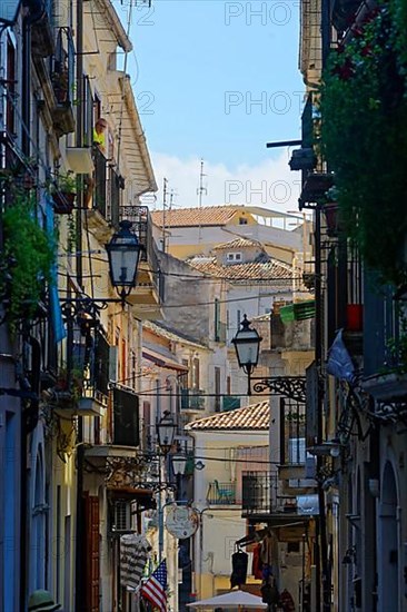 View of houses with old historic house facades in the town of Pizzo