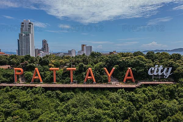 Aerial view from viewpoint with characters City Pattaya