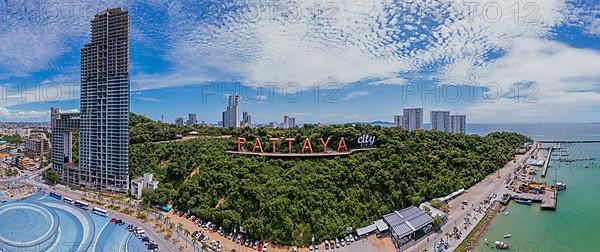 Aerial view from viewpoint with characters City Pattaya