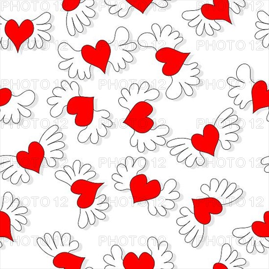 Flying hearts seamless pattern vector design