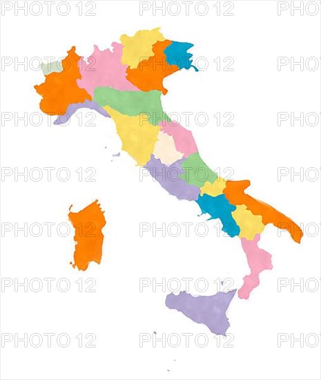 Italy map in watercolors over white background