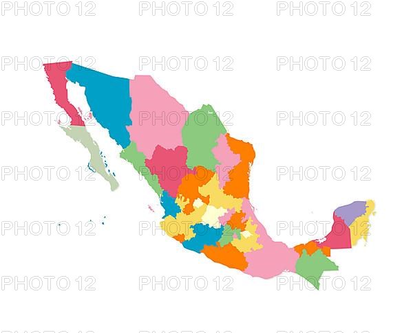 Mexico map in watercolors over white background