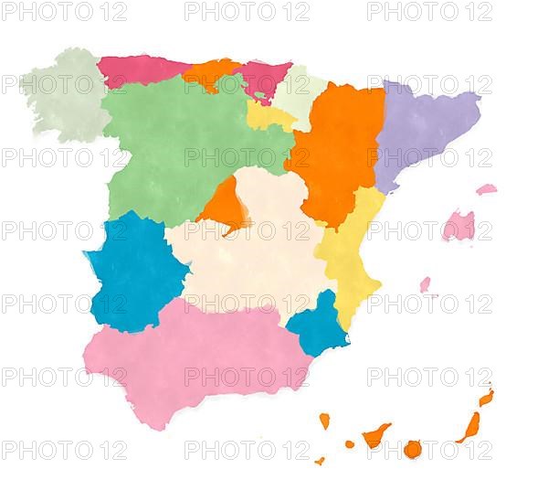 Spain map in watercolors over white background