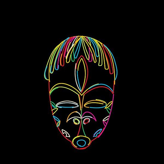 Stylized tribal mask in colors
