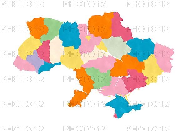 Ukraine map in watercolors over white background