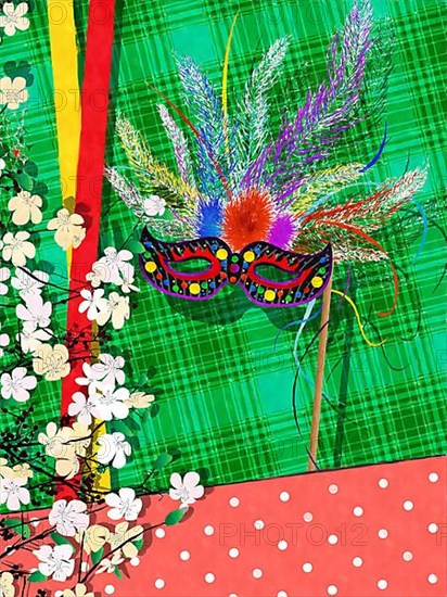 Watercolor style drawing Mardi Gras card