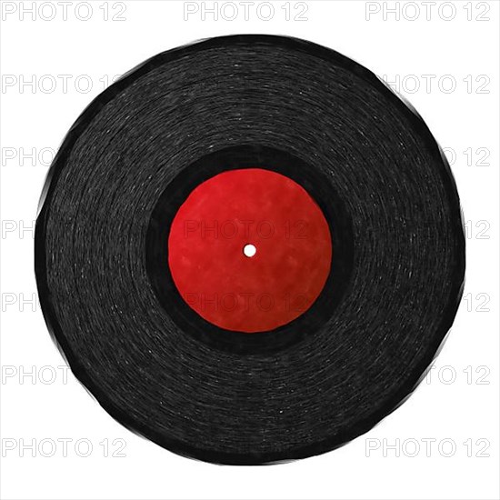 Watercolor style drawing of a vintage record disk against white background