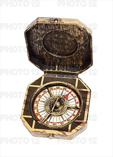 Old vintage retro compass isolated