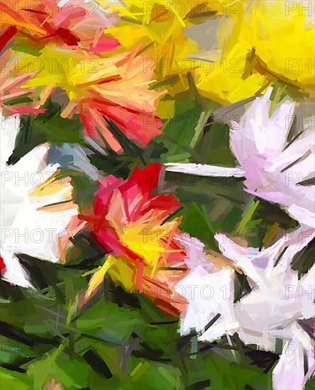 Expressive brush strokes digital painting of a floral background for fashion prints