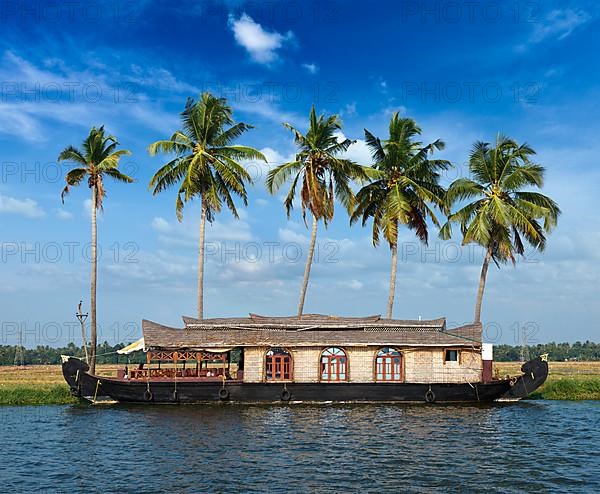 Houseboat on Kerala backwaters. Kerala