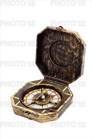 Old vintage retro compass isolated