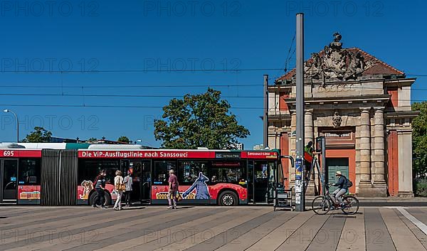 Tram stop at the Film Museum and the Potsdam Parliament