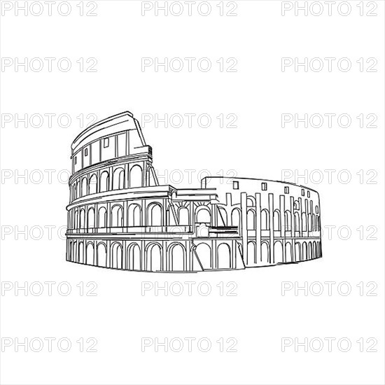 Colosseum vector sketch in black and white