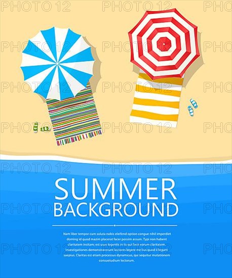 Vector beach card with umbrellas