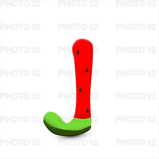 Watermelon letter J