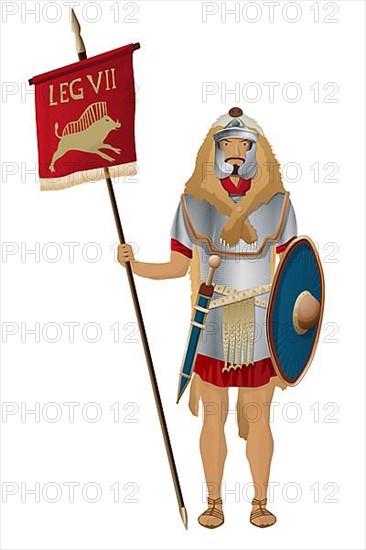 Roman vexillarius soldier vector over white