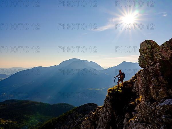 Mountaineers at a vantage point in the Berchtesgaden Alps