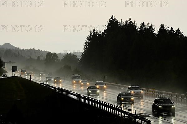 Rainy day motorway traffic