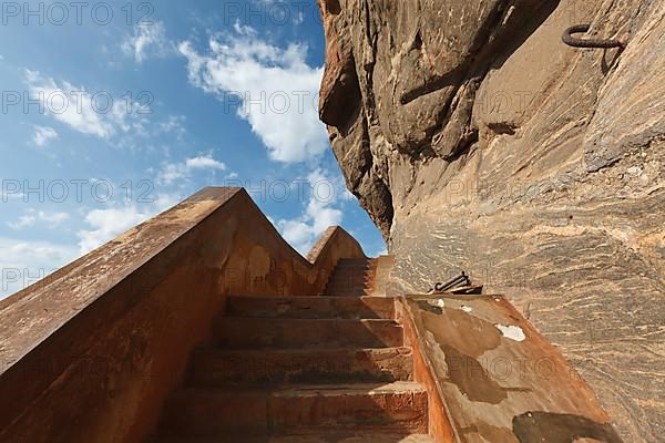 Stairway at Sigiriya rock. Sri Lanka