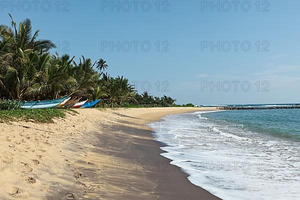 Tropical paradise idyllic beach. Sri Lanka