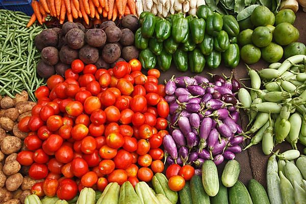 Various vegetables at vegetable market. India