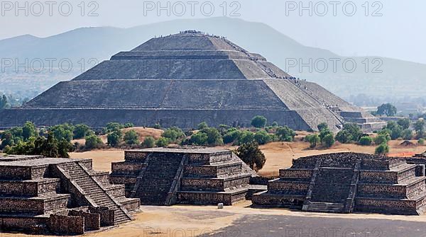 Panorama of Pyramid of the Sun. Teotihuacan. Mexico. View from the Pyramid of the Moon