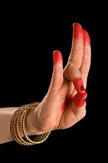 Woman hand showing Mayura hasta