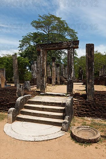 Pillars. Ruins. Ancient city of Polonnaruwa. Sri Lanka